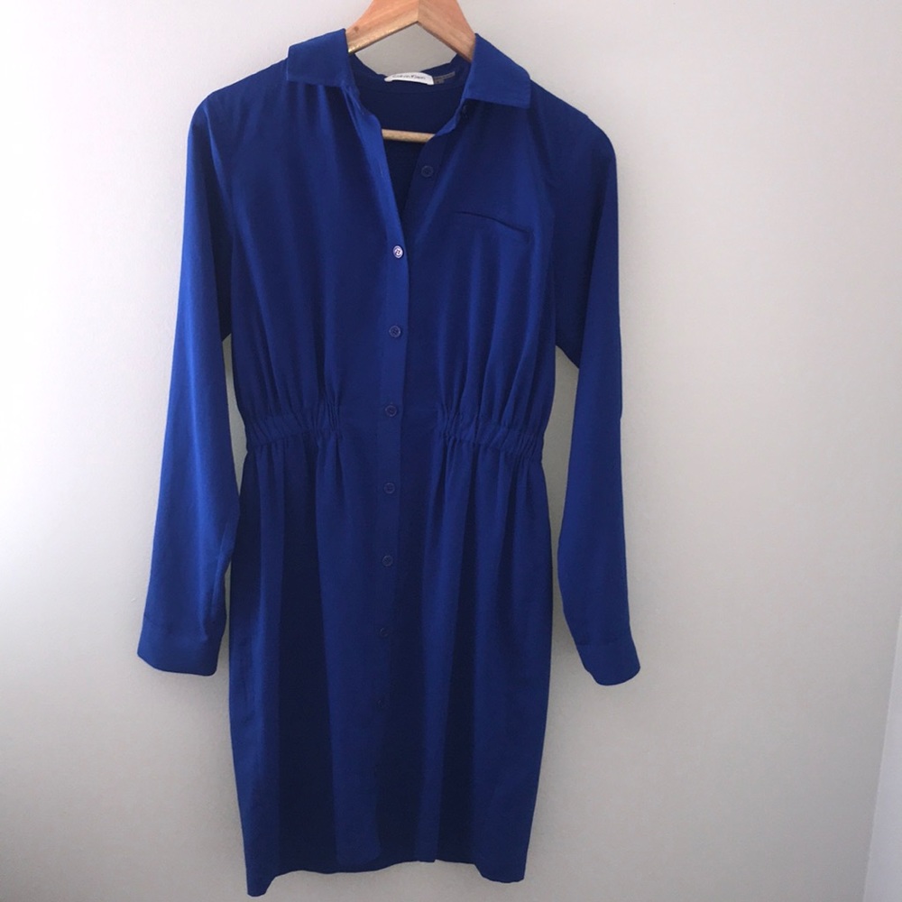 Calvin Klein long sleeve blue dress